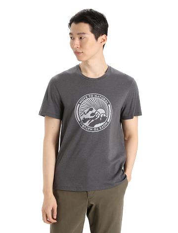 Monsoon Men's Icebreaker Merino Central Classic Short Sleeve Move to Natural Mountain T Shirts | USA 1147DFMN